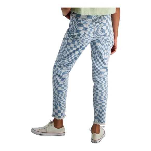 Tinseltown Checkered High Rise Mom Jeans Womens Size 3 - Picture 2 of 8